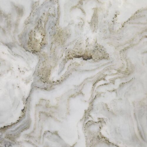 Avalanche dolomite slab close-up, white stone with warm tan veining