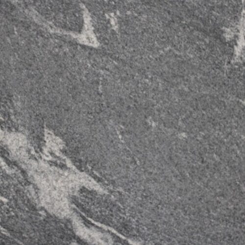 Silver Lightning granite slab close-up, dark grey stone with light veining