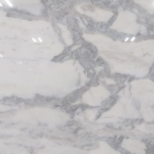 Matarazzo marble slab close-up, white stone with bold grey veining