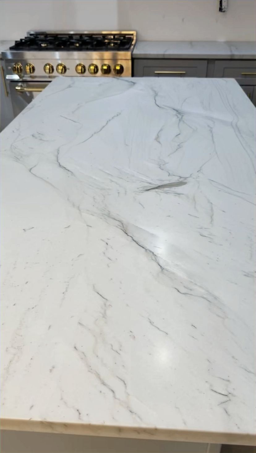 Close-up detail of Mont Blanc quartzite veining installed in a Flowery Branch, GA home