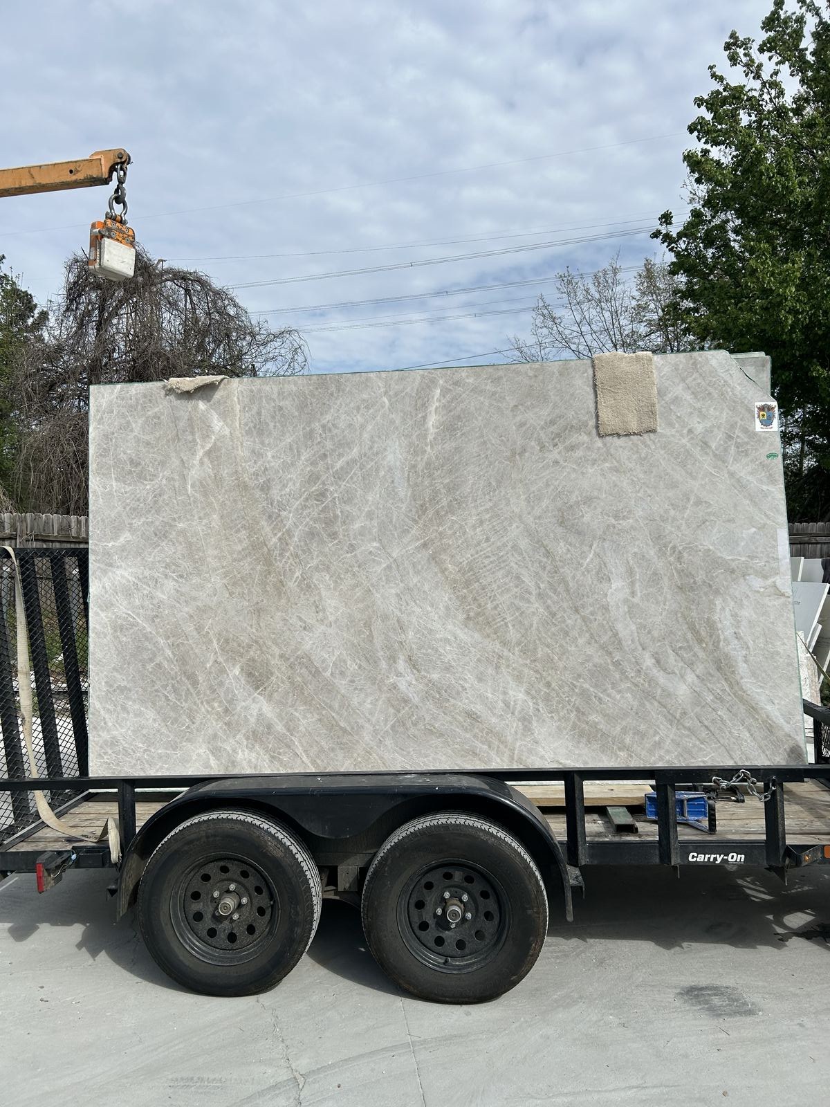 Original Taj Mahal quartzite slab selected for a Cumming, GA countertop project